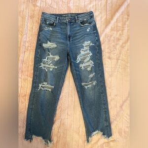 American Eagle Outfitters Ripped Blue Cropped Jeans
